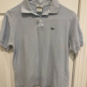 Lacoste  Polo Shirt Youth Short Sleeve Size 16 Blue Light Crocodile Logo Boys